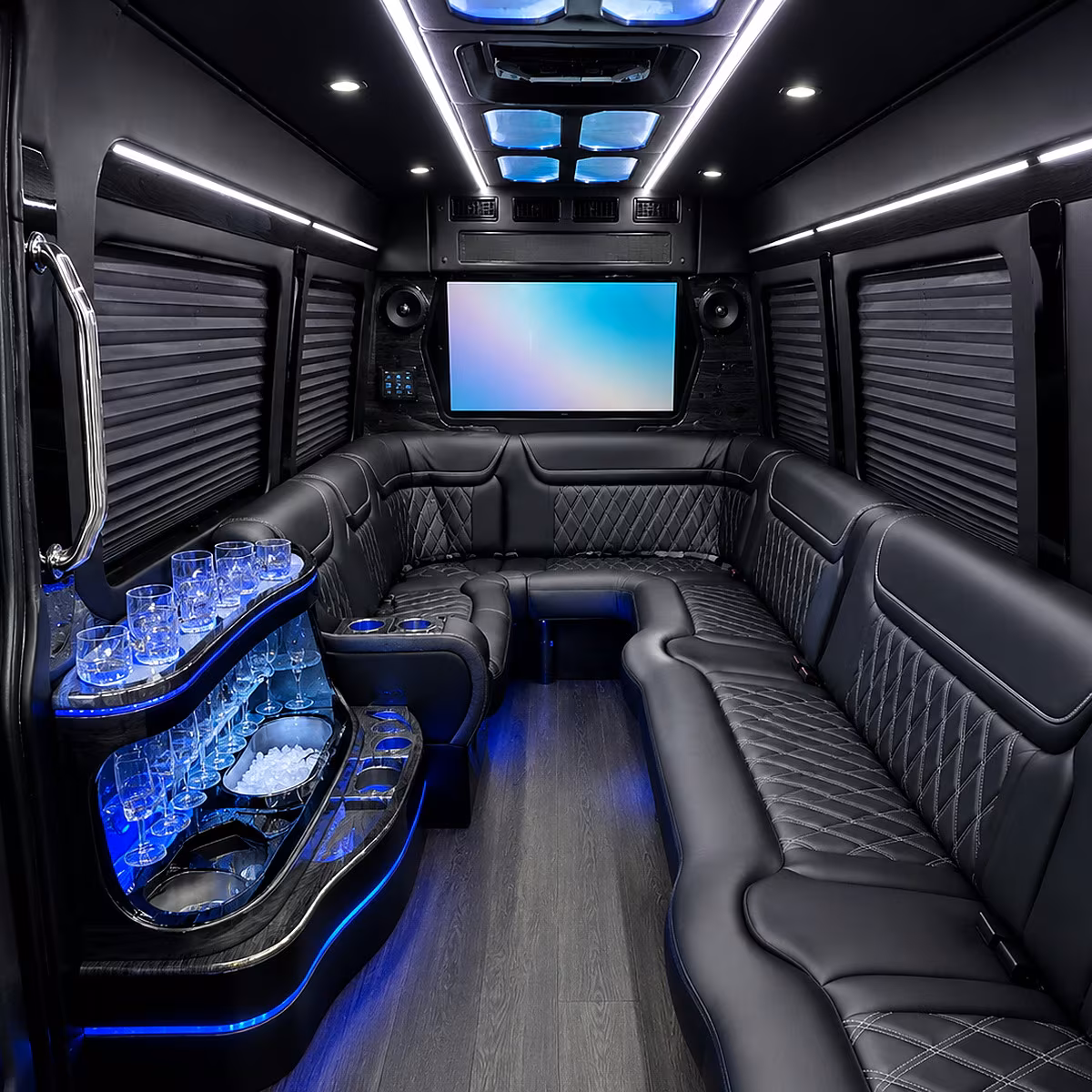 Pueblo Private Event Transportation party bus interior