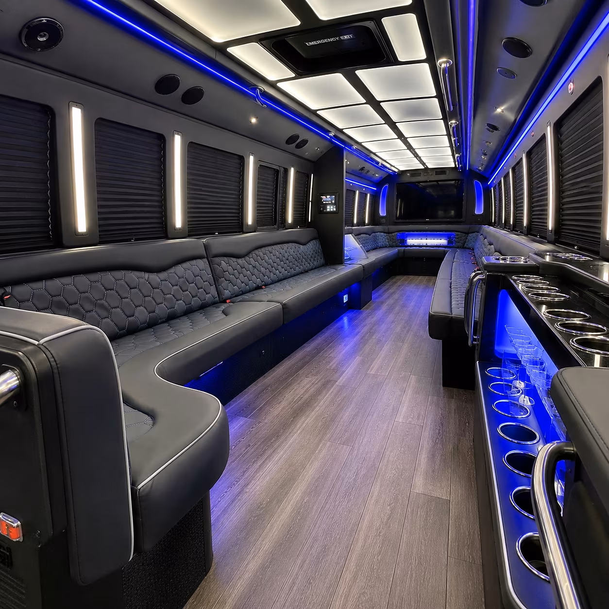 Pueblo Private Event Transportation party bus interior