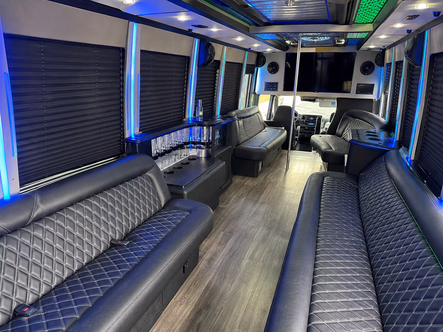 Pueblo Sporting Event Transportation party bus interior