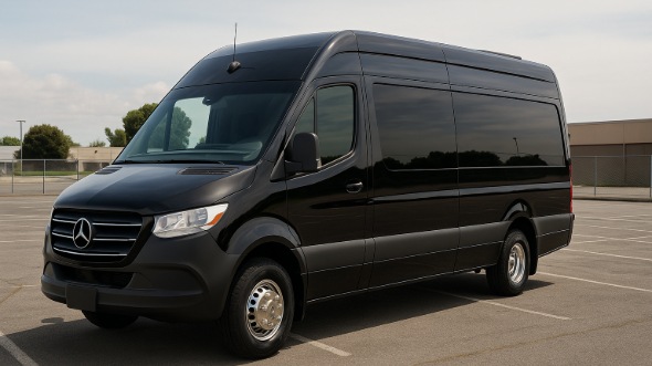 Exterior of Charter Bus Company Arvada's 14 Passenger Sprinter Limousine in Arvada