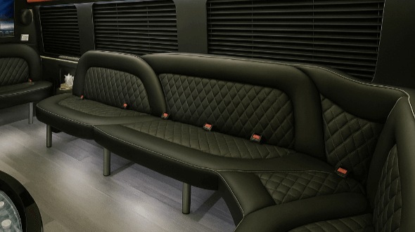 Interior of Charter Bus Company Denver's 14 Passenger Sprinter Limousine in Denver