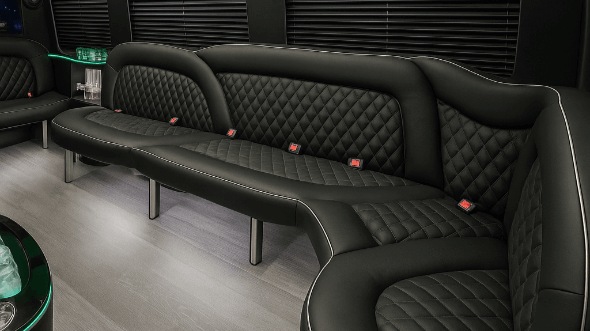 Interior of Charter Bus Company Broomfield's 18 Passenger Party Bus in Broomfield