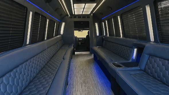 Interior of Charter Bus Company Centennial's 20 Passenger Party Bus in Centennial