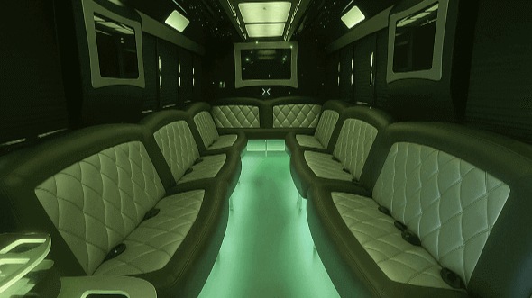Interior of Charter Bus Company Denver's 20 Passenger Party Bus in Denver