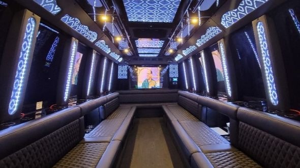 Interior of Charter Bus Company Colorado Springs's 25 Passenger Party Bus in Colorado Springs