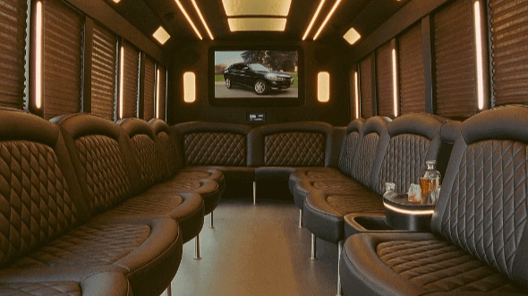 Interior of Charter Bus Company Castle Rock's 28 Passenger Party Bus in Castle Rock