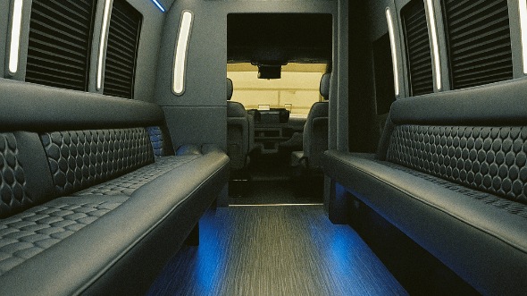 Interior of Charter Bus Company Centennial's 28 Passenger Party Bus in Centennial