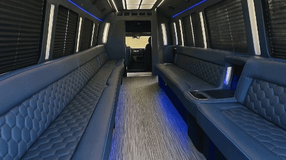 Interior of Charter Bus Company Broomfield's 30 Passenger Party Bus in Broomfield
