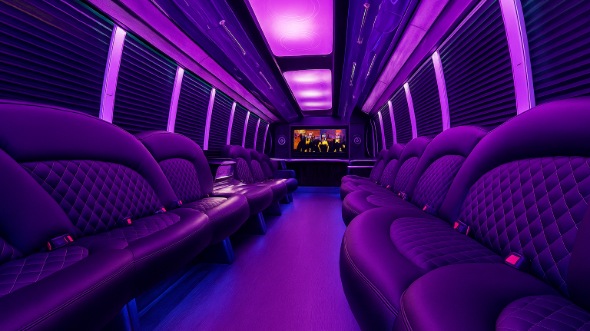 Interior of Charter Bus Company Denver's 30 Passenger Party Bus in Denver