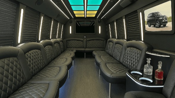 Interior of Charter Bus Company Arvada's 40 Passenger Party Bus in Arvada