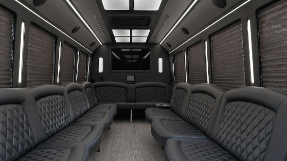Interior of Charter Bus Company Highlands Ranch's 50 Passenger Party Bus in Highlands Ranch
